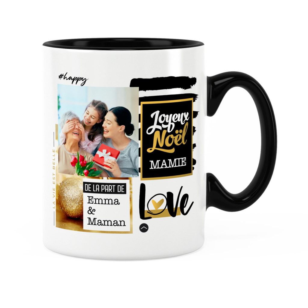 Cadeau mamie pour noël Idée cadeau mug prénom et photo