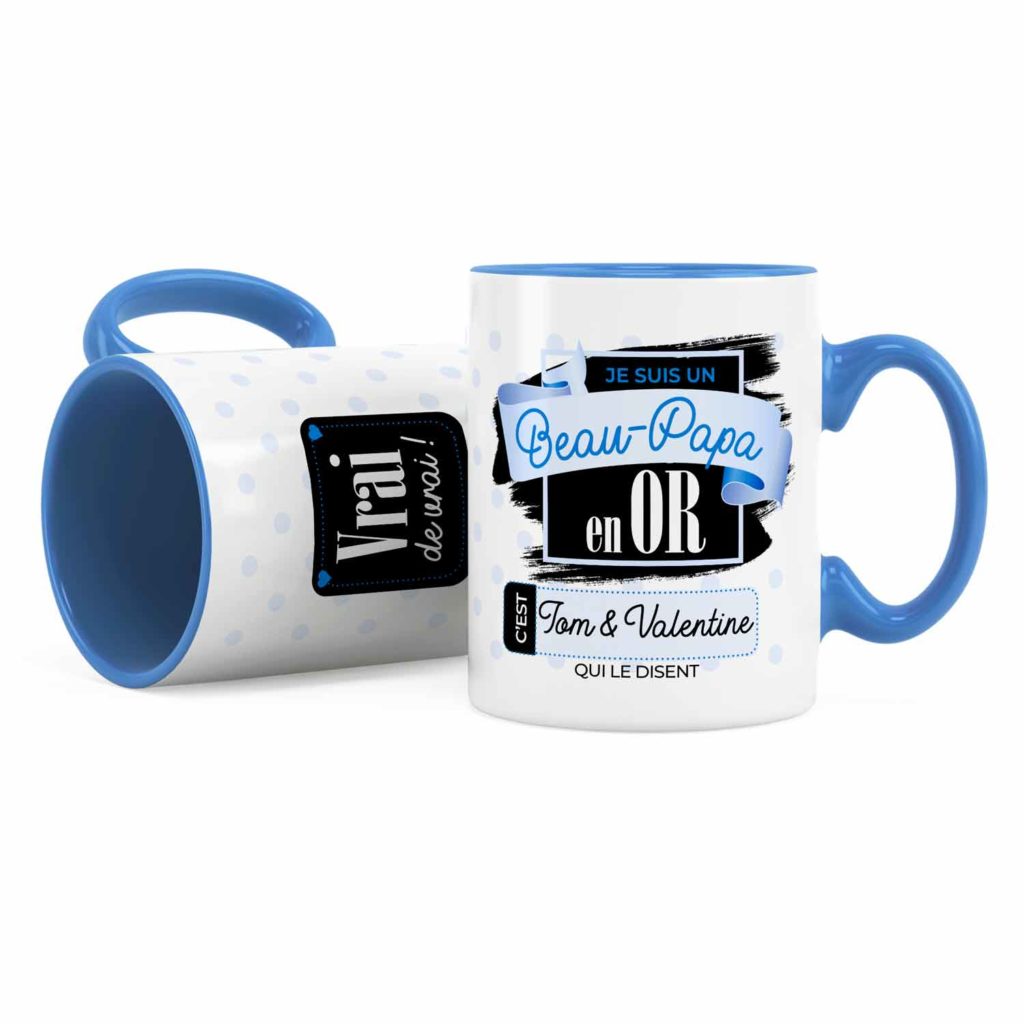 Cadeau beaupère Idée cadeau mug prénom beaupère en or