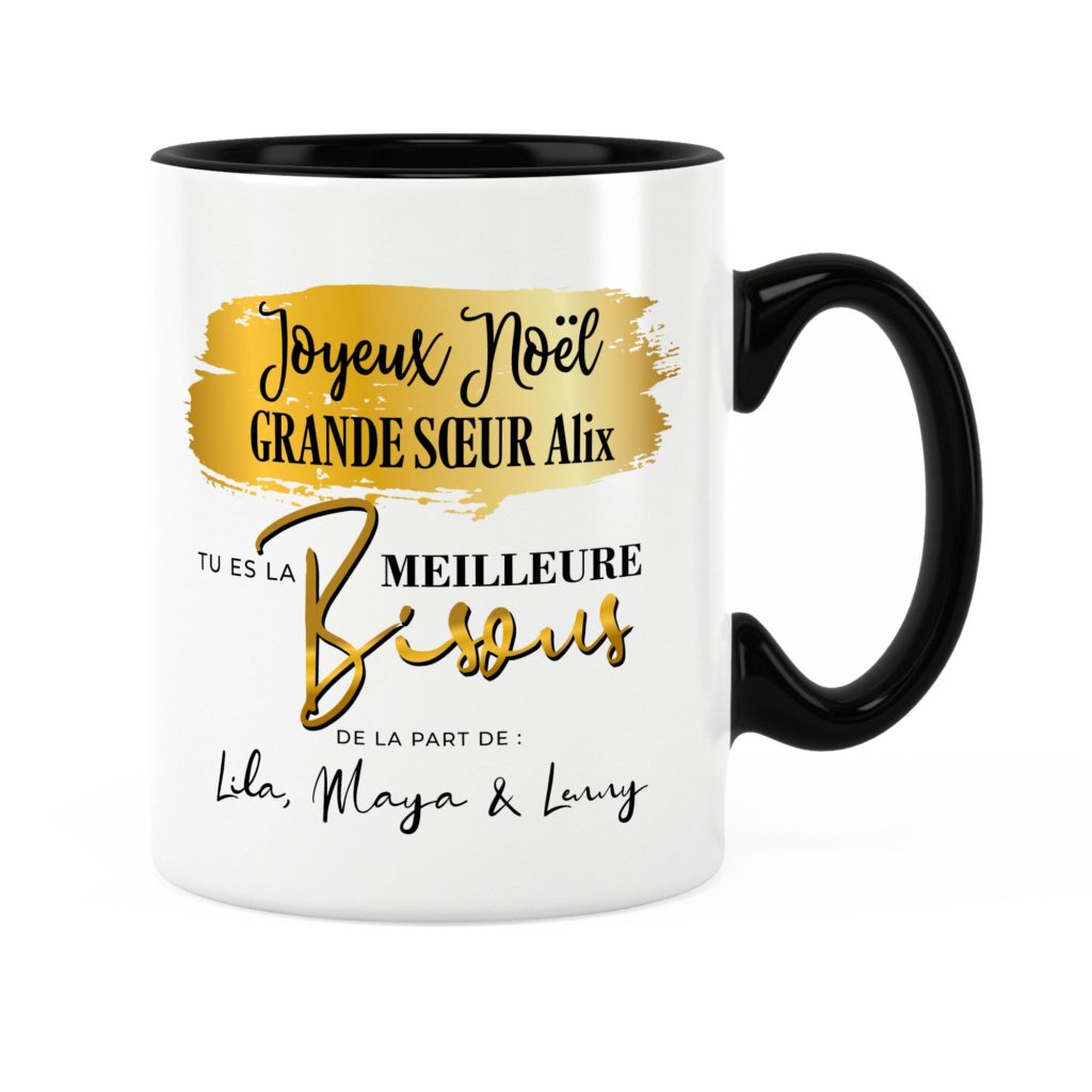 Cadeau noël grandesœur Idée cadeau mug noël avec prénom