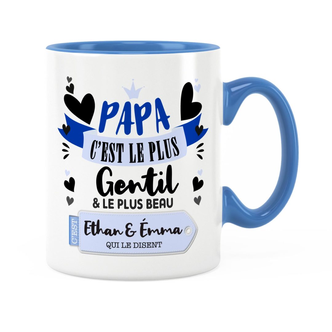 Cadeau Papa Idée Cadeau Mug Prénom Papa Le Plus Gentil 