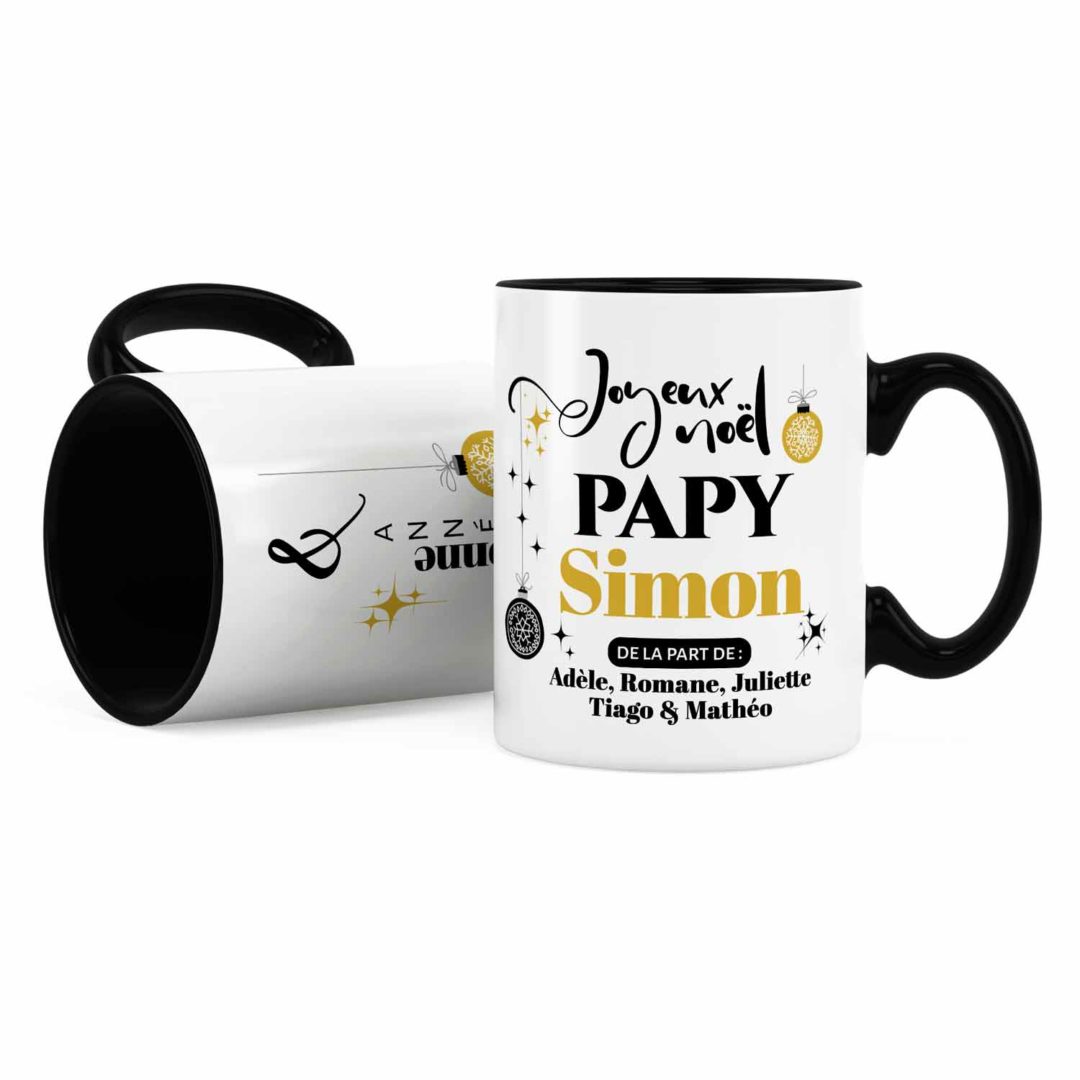 Cadeau pour papy | Idée cadeau mug joyeux noël avec prénom