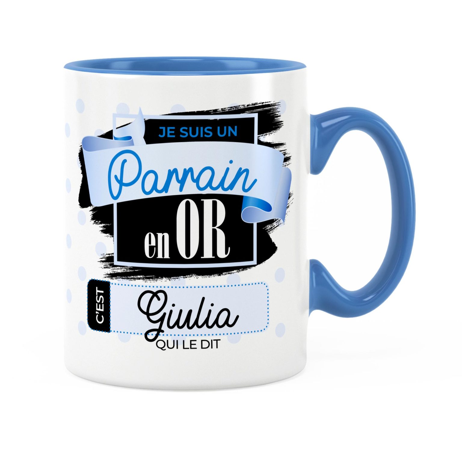 Cadeau parrain  Idée cadeau mug avec prénom parrain en or