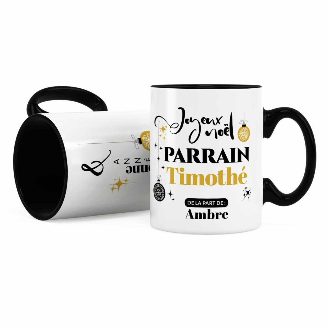 Cadeau pour parrain | Idée cadeau mug joyeux noël prénom