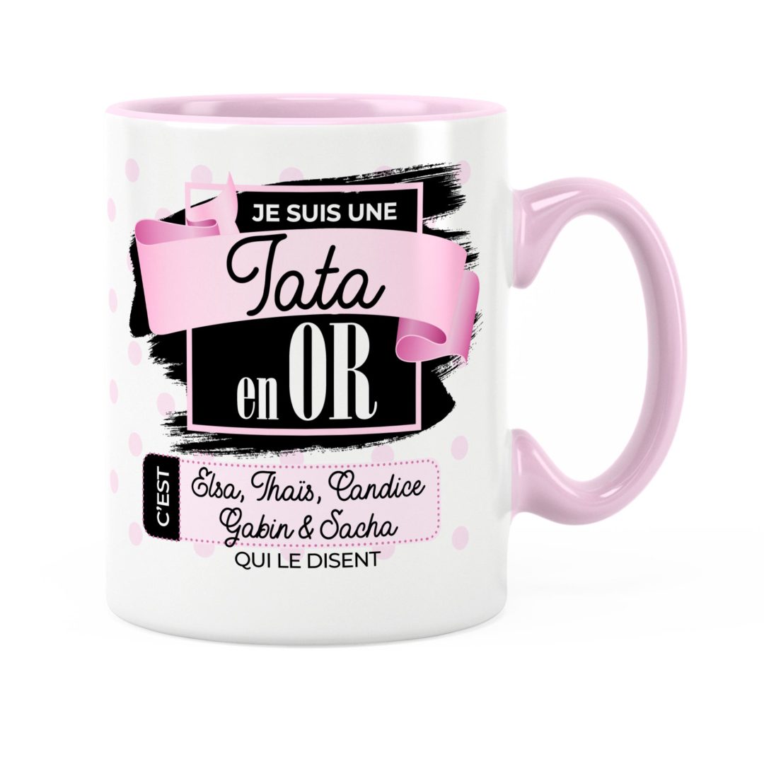 Cadeau tata Idée cadeau mug avec prénom une tata en or